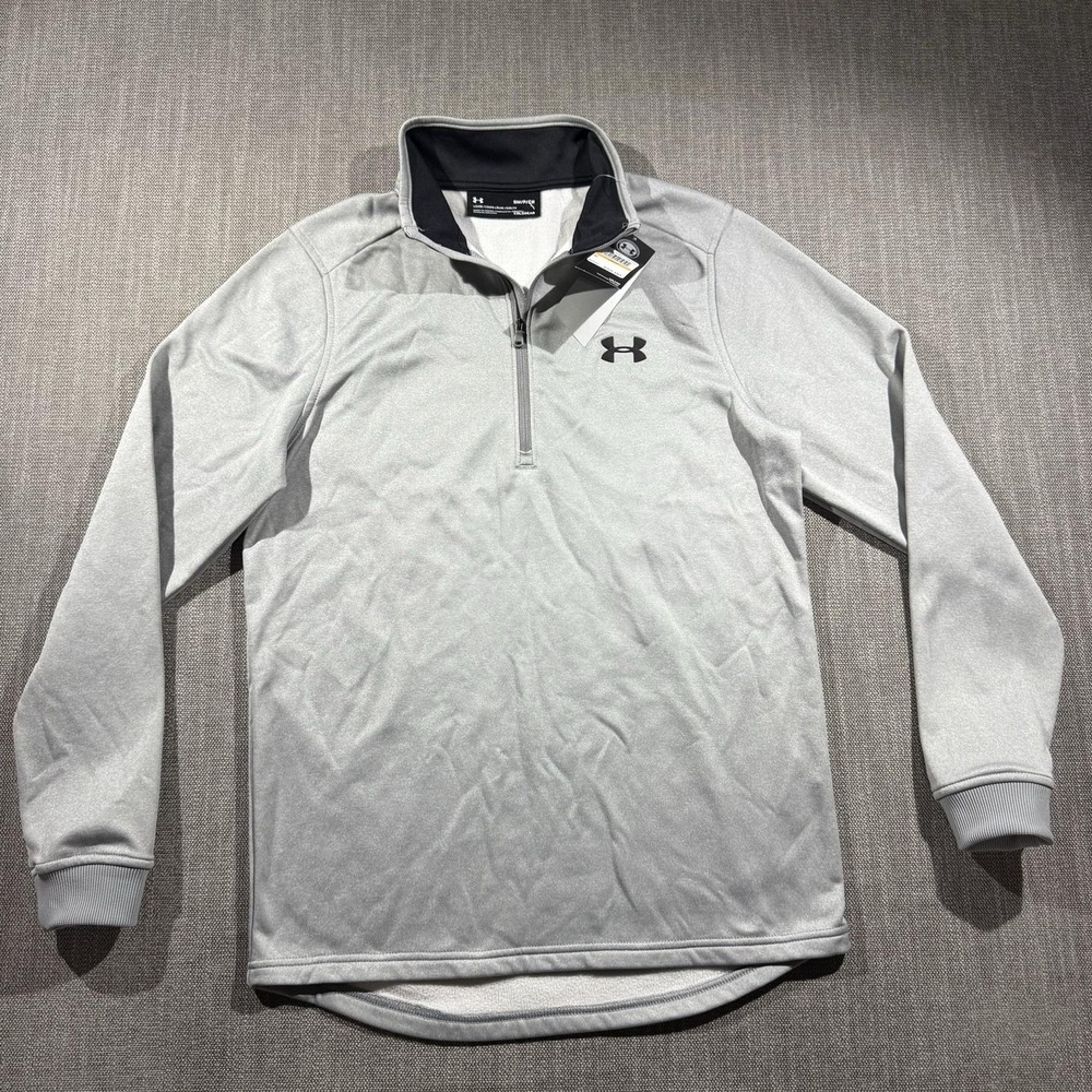 Under Armour Pullover Mens Small Gray 1/4 Zip ColdGear Fleece Athletic Running